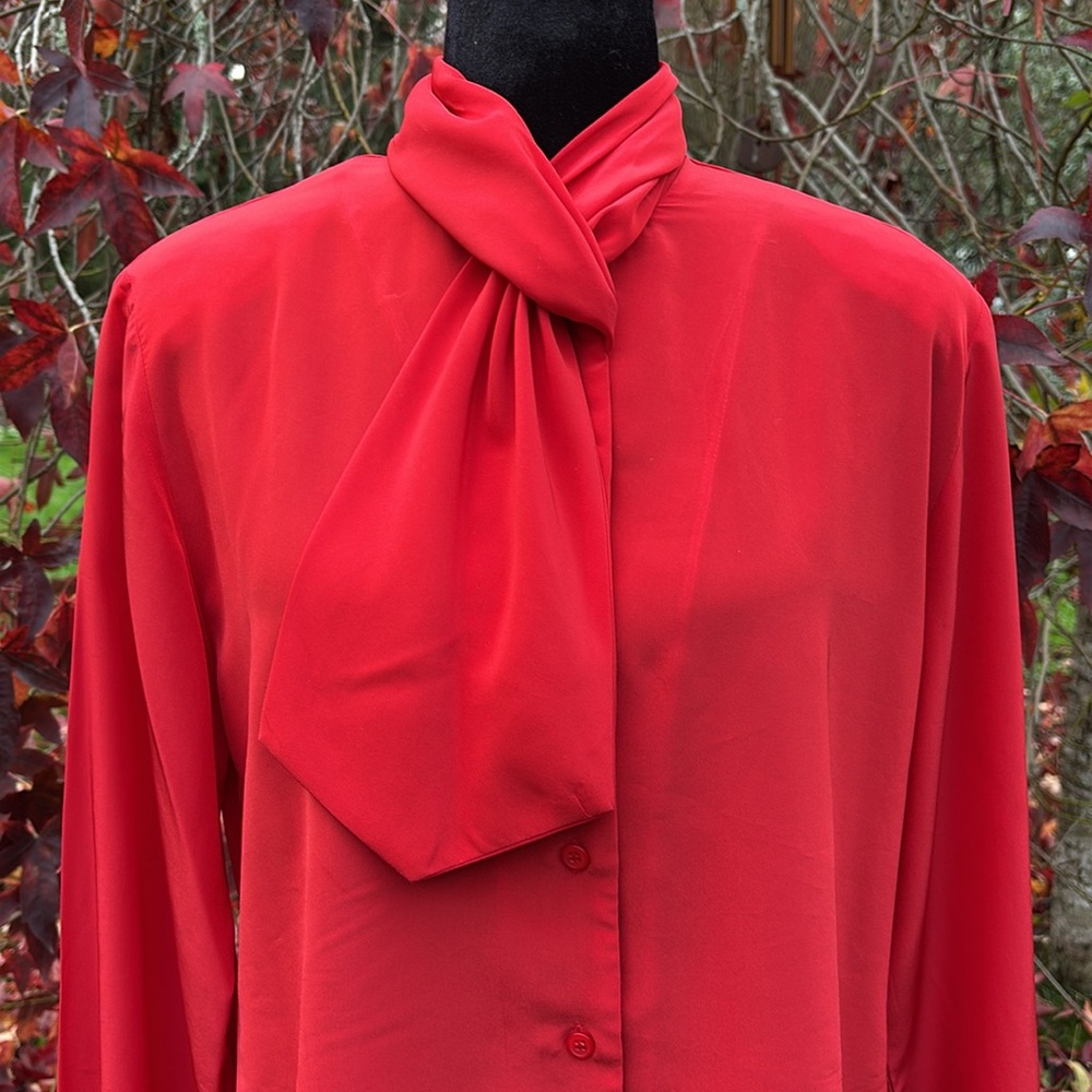 Pendleton Red Blouse With Scarf - image 4